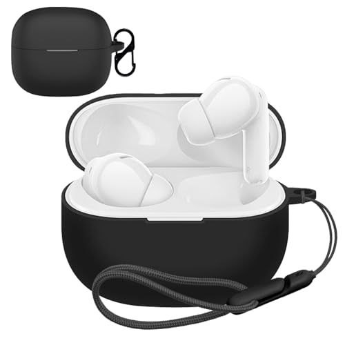 For Redmi Buds 8 Pro �p �P�[�X �J�o�[ �yNOUKAJU�z ���C�����X �C���[�z�� �V���R�� �ی�P�[�X �i�J���r�i�t��+�X�g���b�v�t�� �j �����h�~ �L�Y�h�~ �ϏՌ� �����[�d�\ �h�� �h�o (�u���b�N)