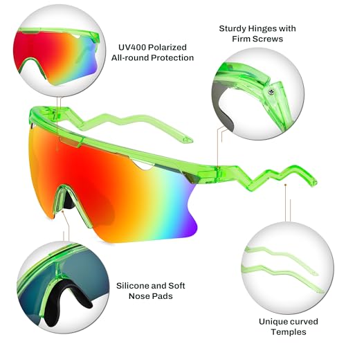 Image of FEISEDY Sunglasses for Men and Women, Polarized Large Retro Rimless Glasses TR90 Frame for Baseball, Cycling, Sports B4073