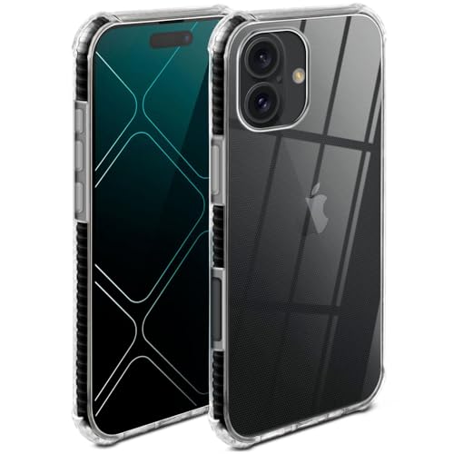 Coque iPhone 16 silicone transparent ONEFLOW Cushion avec protection caméra 3D noir