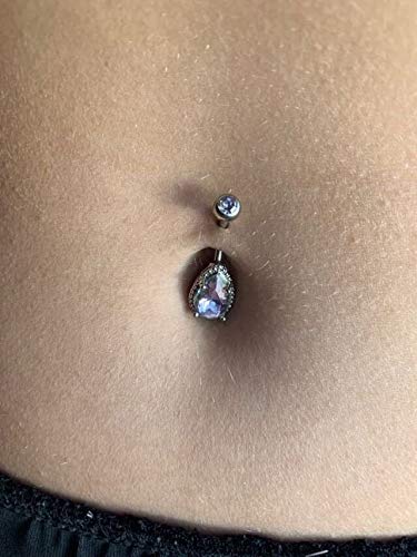 OUFER 14G Surgical Steer Belly Button Rings Tear Drop CZ Gem Navel Rings Belly Jewelry4