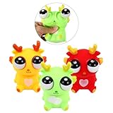 YUE MOTION Squishy Ball - 3 Pack - Eye Popping Squishy Fidget Toys - Push & Stretch Rubber Ball for Calming Relief, Hand Exercise - Cute & Funny Animal with Eye Poppers (Cute Dragon)