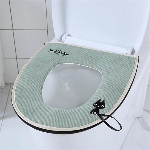 Asiento de inodoro térmico extraíble con asa y base impermeable lavable 5