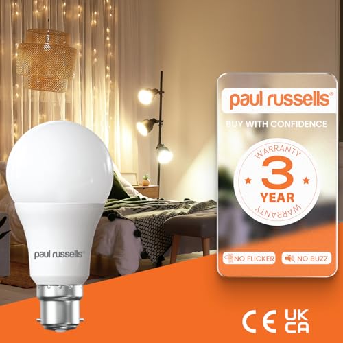 paul russells B22 Bayonet Cap LED Light, 13W = 100W Equivalent Bulb, 1521 Lumens, 6500K Standard BC A60 LED GLS, Bright Large Energy Saving Non-Dimmable Lightbulbs - Daylight Frosted - 2 Pack - Image 4