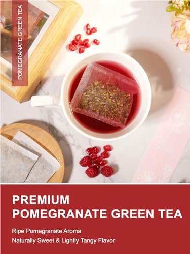 Image of TeeLux Pomegranate Green Tea Bags, Sencha Tea Blend, Sweet & Tart, 100 ct