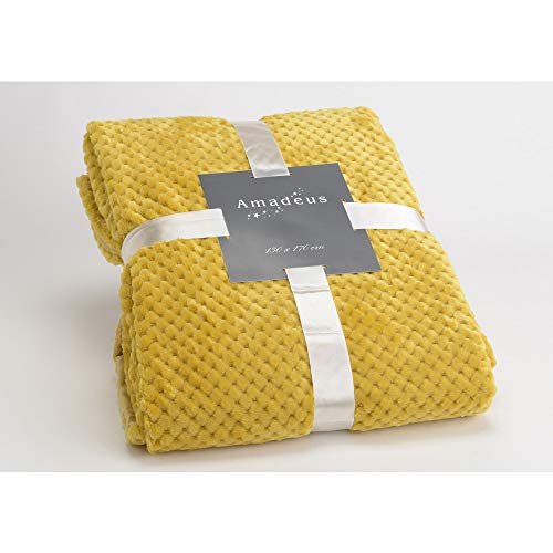 Plaid Moutarde Damier 130x170 cm Amadeus - 5