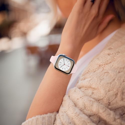 Image of Thin Silicone Band Compatible with Apple Watch 41mm 38mm 40mm 46mm 45mm 42mm 44mm, Slim Narrow Replacement Sport Strap Wristband for iWatch Series 11 10 9 8 7 6 5 4 SE Ultra 3 2 1 Women Men