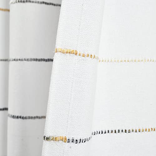 Image of Lush Decor Ombre Stripe Yarn Dyed Cotton Shower Curtain, 72 inch W x 72 inch L, Yellow & Gray - Fabric Shower Curtains - Striped Bathroom Curtain - Farmhouse & Coastal Decor