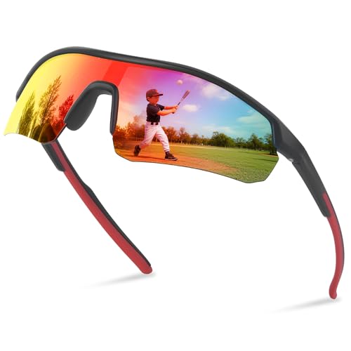 Jynnxa Gafas Sol Niño y Niñas de 5 a 13 Años - Polarizadas Gafas Deportivas Adolescentes Gafas de Ciclismo Running Protección UV 400