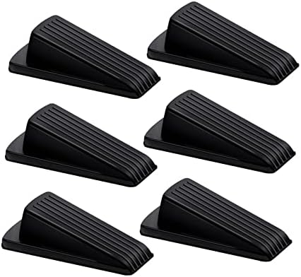 Lesunsul Door Stop, Door Stopper, Door Wedge, 6 Pack Rubber Door Stopper, Rubber Door Stops for Bottom of Door, Works on All Floor Types-Black