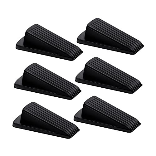 Lesunsul Door Stop, Door Stopper, Door Wedge, 6 Pack Rubber Door Stopper, Rubber Door Stops For Bottom Of Door, Works On All Floor Types-Black #TOP29