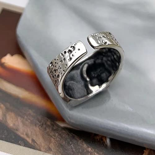 Myshiwu Anel de crânio ajustável de prata esterlina 925 vintage tailandês prata caveira anel gótico