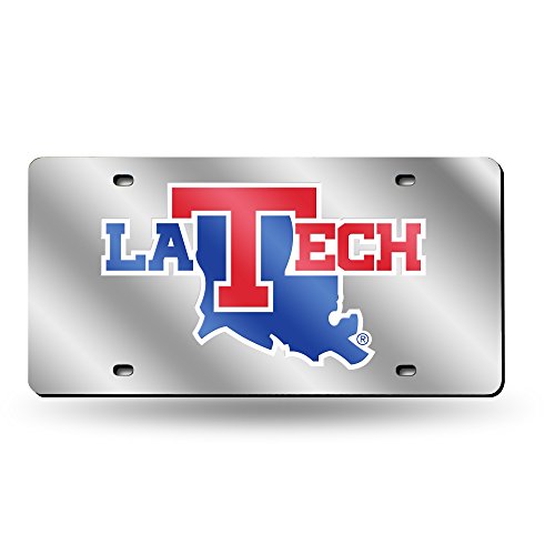 Rico Industries NCAA Louisiana Tech Bulldogs Laser Inlaid Metal License Plate Tag Silver, 6 x 12-inches