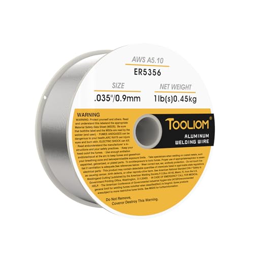 Image of TOOLIOM ER5356 0.035 inch Aluminum MIG Welding Wire, 1 LB Spool | 5% magnesium for corrosion resistance, bright white after anodizing
