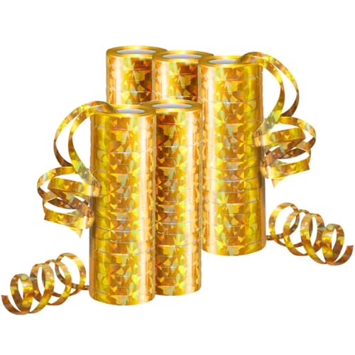 Luftschlangen Metallic Gold Party Deko 5 Rollen mit 18 Glitzernden Luftschlangen für Geburtstag 5STK