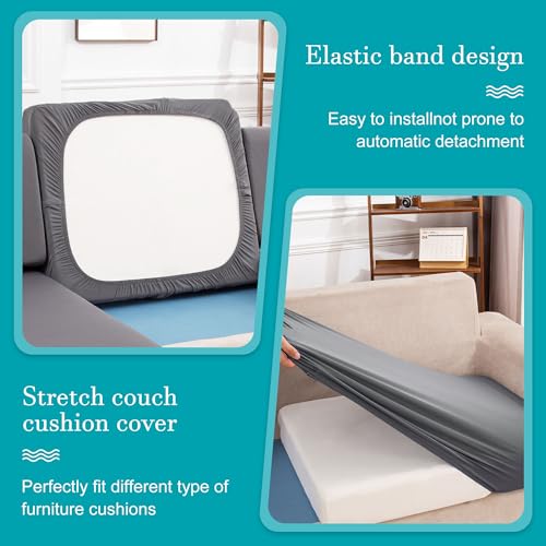 Image of BIETYONE 14Pcs Stretch Patio Cushion Covers,Outdoor Couch Covers Replacement,Outdoor Couch & Sofa Slipcovers,for Patio Furniture Cushion Covers,Washable Reusable Furniture Protector(Grey,Cover Only)