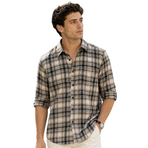Image of NOBERO Men's Cotton Checkered Shirt | Full Sleeve Casual Shirt for Men | Relaxed Fit | Soft and Breathable | Everyday Casual Wear