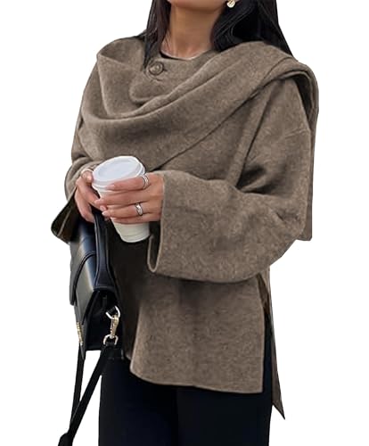 Amazon.com: Womens Oversized Scarf Jacket Wool Blend Coat