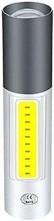 USB Rechargable Mini LED Flashlight 3 Lighting Mode Waterproof Torch Telescopic Zoom Stylish Portable Suit for Night Lighting (Color : Black)(Black) (Silver)