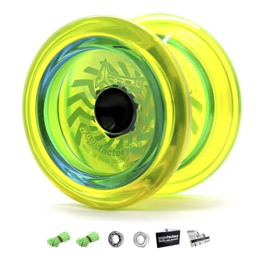 YoyoFactory Arrow Yoyo - Amarillo (De Principiante a Profesional, Yo-Yo con Rodamientos de Bolas Extra,Cuerda e Instrucciones)