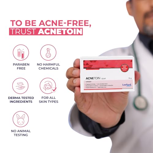 Image of Acnetoin Salicylic Acid Soap 1% with Tea Tree Oil | Daily Use Body Bar for Oily Skin | Gentle Cleansing Soap for Back, Chest, and Shoulder | Face and Body Wash Bar for Acne-Prone Skin - 75g (Pack of 3)