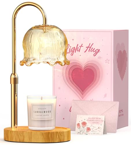 Candle Warmer Lamp Gifts for Mom, Adjustable Height Dimmable Candle Warmer with Timer, Wax Melt Lamp for Scented Candles White Elephant Gifts for Adults Home Essentials