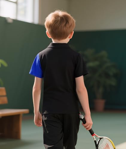 Little Beauty 3 Pack Boys Polo Shirts Casual Quick Dry Athletic Golf Shirt Active Short Sleeve Summer Tops for 6-16 Years3