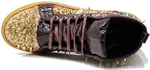 Image of Enzo Romeo Men's High Top Crystal Shimmer Rhinestone Blink Flat Spike Fashion Sneakers Shoes BUL2