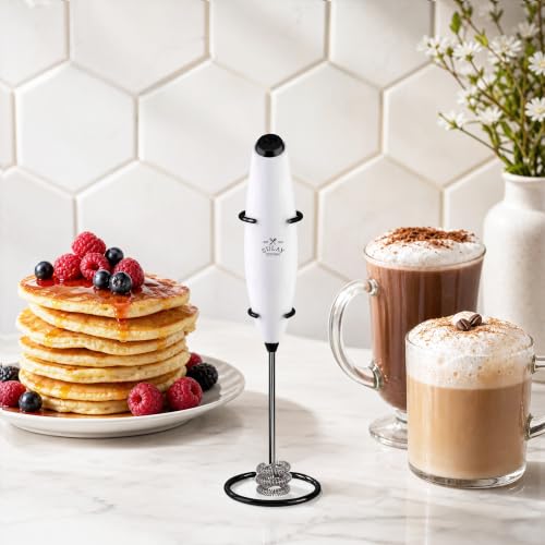 Image of Zulay Kitchen Powerful Milk Frother Wand With Duracell Batteries - Ultra Fast Handheld Drink Mixer - Electric Whisk Foam Maker for Coffee, Lattes, Cappuccino & Matcha - Triple Whisk - Black