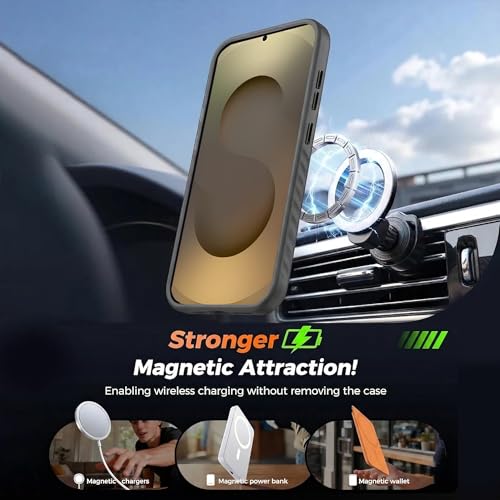Image of KARWAN Slim Shockproof Back Case Cover Compatible with Samsung Galaxy S25 Ultra,Dual Layer Armor Protection with Matt Finish, Heavy Duty Cover with Magnetic MagEase Wireless Charging (Black)
