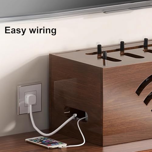 Caja para enrutador WiFi y organizador de cables de madera para el hogar 7