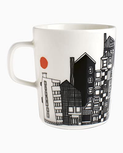Taza de porcelana Marimekko Oiva Siirtolapuutarha blanco y negro miniatura 1