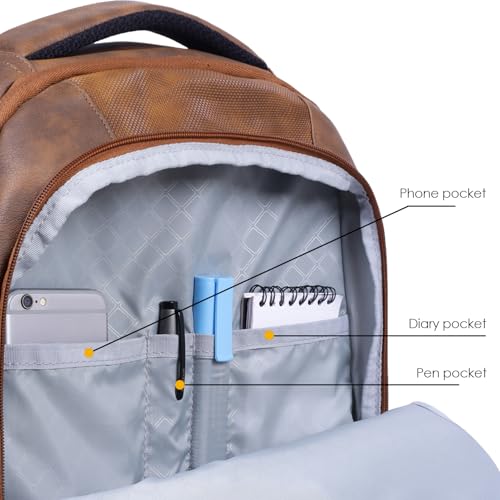 Image of HOT SHOT BAGS VINTAGE SERIES 1410 30L FAUX LEATHER 15.6 INCH|LAPTOP BAG|SCHOOL BAG|OFFICE BACKPACK |COLLEGE BACKPACK|WATER RESISTANT|LAPTOP BACKPACK FOR MEN & WOMEN