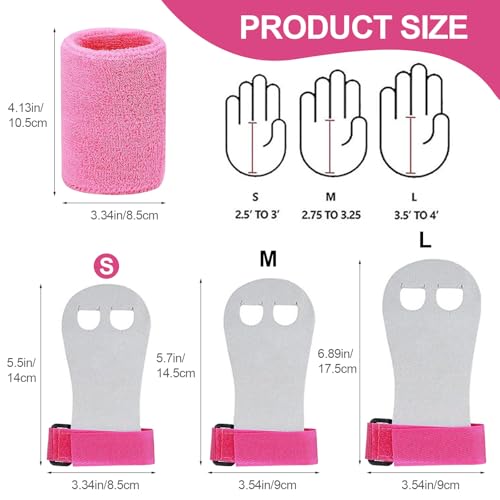 heqxwl 2 sets Gymnastics Hand Grips Gloves Wristbands, Gymnastic Hand Grips Gymnastic Bar Palm Protection and Wrist Support Sports Accessories for Boys Girls Youth Kids Workout and Exercise (S)