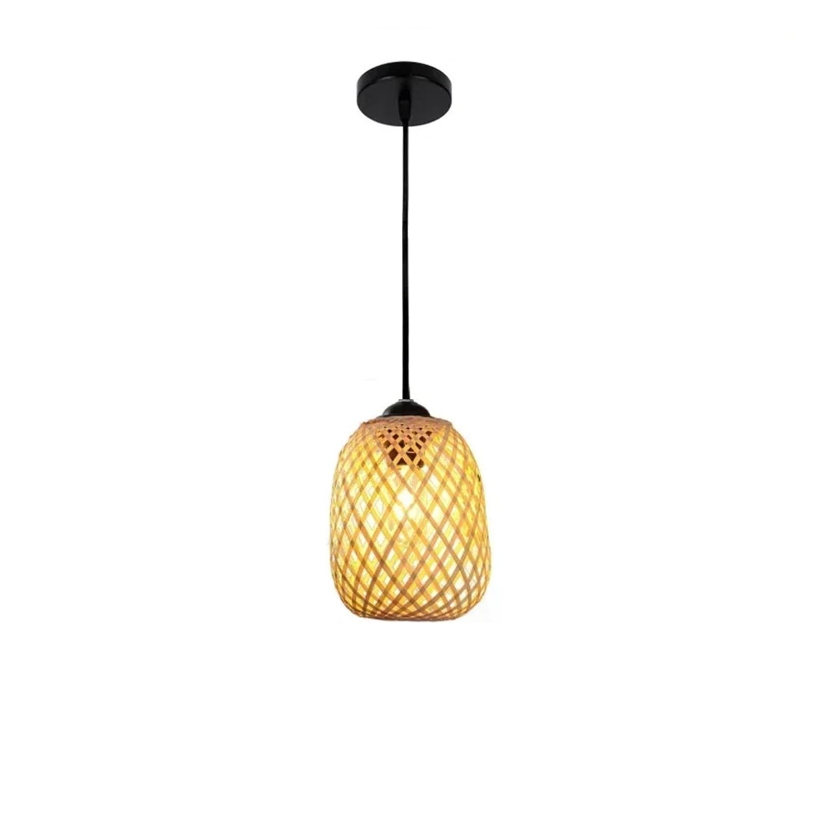 Rattan Lampshade Pendant Lamps Lights Rattan Wicker Hand Knit Suspended Braided(Color-03)