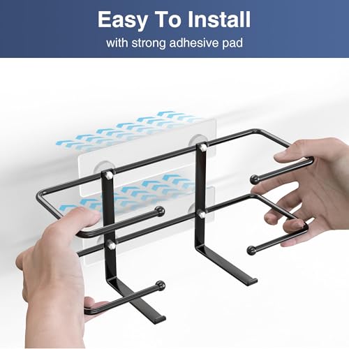 glove box holder adhesive wall-mounted metal dispenser tool-free organizer for rubber latex gloves facial tissue and storage black