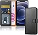 iCatchy RFID Blocking Wallet Case for iPhone 12/12 Pro (6.1-inch) - Premium PU Leather Card Slots, Magnetic Closure & Kickstand - Full Body Protective Book Case for iPhone 12 Pro / 12 (Black)