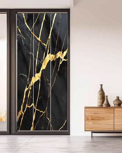Vinilo decorativo para ventana textura mármol negro y dorado miniatura 2
