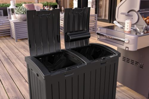 Suncast Dual 33 Gal Trash Hideaway Cabinet, Discrete Outdoor Storage - image 5