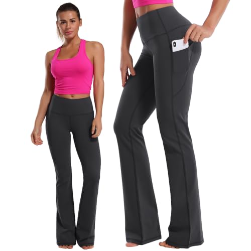 Image of BUBBLELIME Women Out Pockets High Waist Bootlegs Tummy Control Yoga Flared