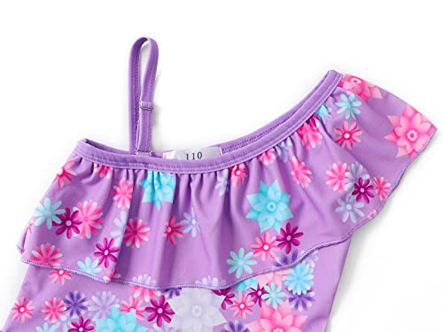 Image of Jurebecia Purple Swimsuit for Girls Princess Bathing Suit Princess Adventure Kids One Piece Bikini Tankini Set Purple Size 6 /5-6Years