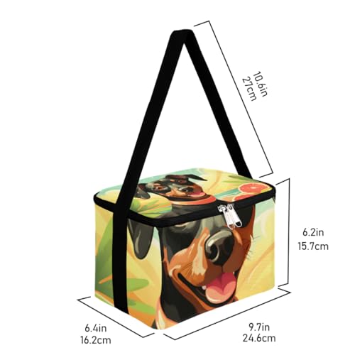 Lunch Bags for Women Men 9 Cans,Miniature Pinscher Hot & Cold Food Delivery Bag Insulated Grocery Bag Insulated Lunch Box Animal Dog Cooler Bag for Office Work Picnic Beach