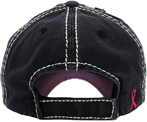 Image of Pink Ribbon Breast Cancer Awareness Fight Hope Vintage Baseball Cap Hat Women Cotton Adjustable