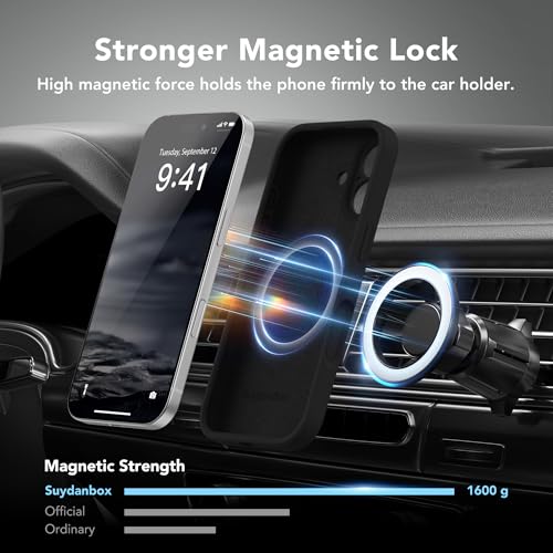 Image of Magnetic for iPhone 17 Case, Compatible with MagSafe, [Full Camera Protection][Screen Protector] Silicone Shockproof Protective Phone Case for iPhone 17 6.3 inch, Black