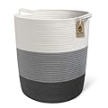 INDRESSME Goodpick 17.8" x 15.8" x 13.8" Gray Baby Laundry Basket - Thread Cotton Rope Basket - Toy Storage Organizer - Tall Woven Basket Toy Storage -Baby Laundry Hamper Nursery Decor