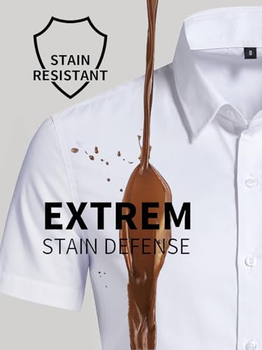 BEILU Men's Stain Shield Short Sleeve Slim Fit Formal Dress Shirts Business Casual Button Down Shirts2