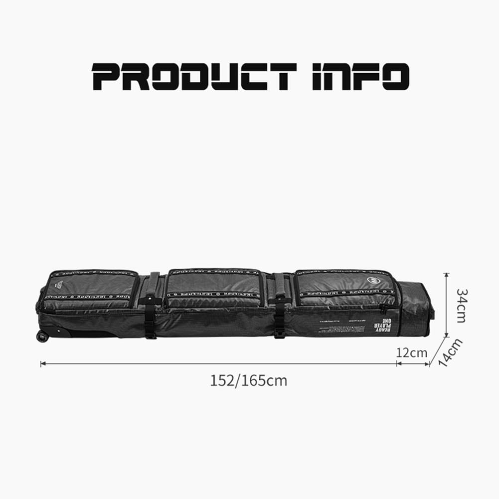 Sac de snowboard à roulettes rembourré imperméable pour skis simples ou doubles, pliable et extensible