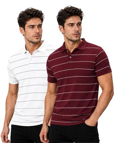 Image of INKKR Striped Polo Neck T-Shirt Dora Combo