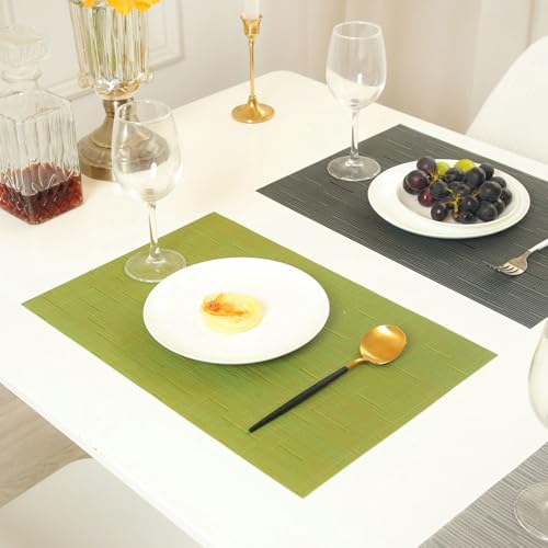 Set de table de qualité supérieure tissé rectangulaire jaune vert 45x30