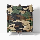 Kuscheldecke Flauschig Weiche Decke L 70x100 cm Couchdecke - Modernes Camouflage-Design Fleecedecke Warme Sofa Decke für Winter, ArmeegrüN Kinder Erwachsene Kuschlige Bett Wohndecke