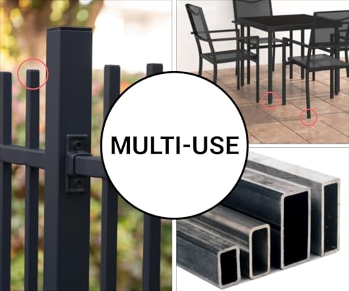 Image of (Pack of 40) Rectangular Plastic Plugs 25 /32 inch x 1-3 /16 inch (20 x 30 mm), Matt Tube Inserts, Fence Post Caps, Jet Black RAL 9005